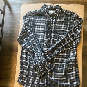 Men's Navy and Green Plaid Shirt